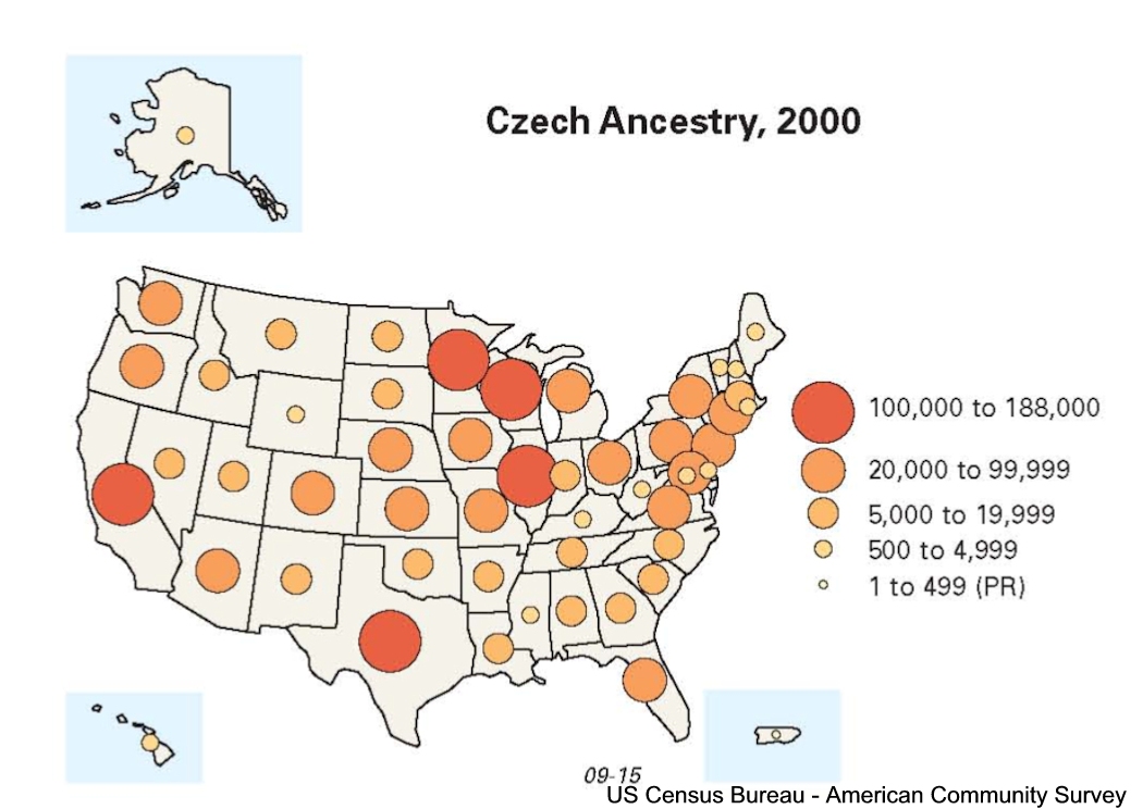 CensusBureauCzechPopulationByState2000at1050